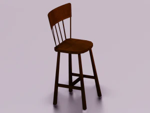 WOODEN CHAIR LOW POLY GAME READY 3D Model