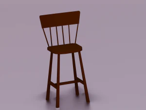 WOODEN CHAIR LOW POLY GAME READY 3D Model