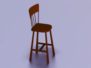 WOODEN CHAIR LOW POLY GAME READY 3D Model