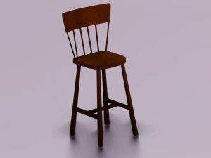 WOODEN CHAIR LOW POLY GAME READY 3D Model