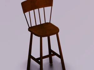 WOODEN CHAIR LOW POLY GAME READY 3D Model