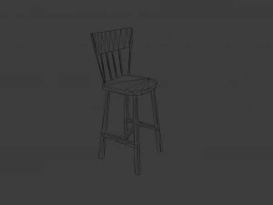 WOODEN CHAIR LOW POLY GAME READY 3D Model