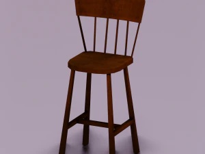 WOODEN CHAIR LOW POLY GAME READY 3D Model