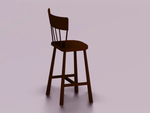 WOODEN CHAIR LOW POLY GAME READY 3D Model