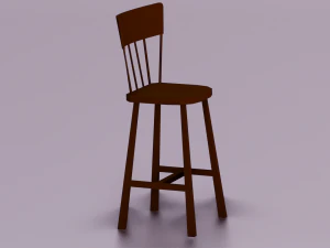WOODEN CHAIR LOW POLY GAME READY 3D Model