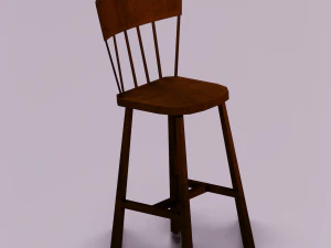 WOODEN CHAIR LOW POLY GAME READY 3D Model