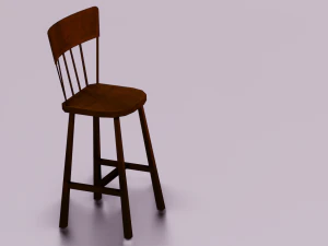 WOODEN CHAIR LOW POLY GAME READY 3D Model