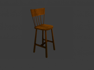 WOODEN CHAIR LOW POLY GAME READY 3D-Modell