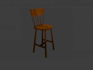 WOODEN CHAIR LOW POLY GAME READY 3D Model