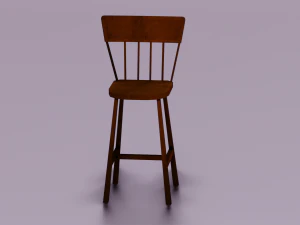 WOODEN CHAIR LOW POLY GAME READY 3D Model