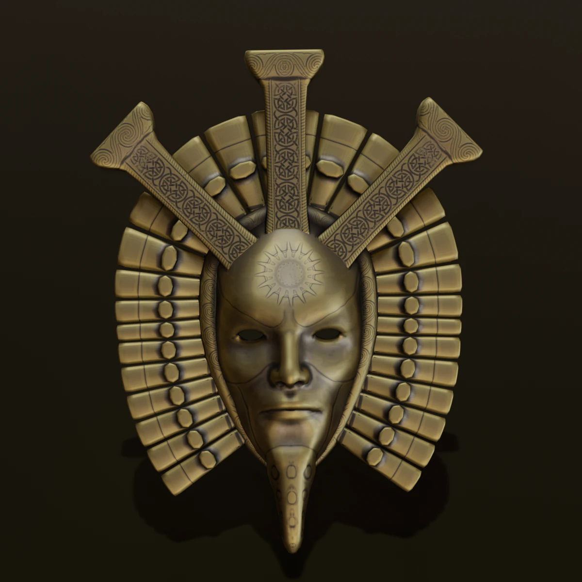 ANTIQUE MASK LOW POLY GAME READY 3D Model .c4d .max .obj .3ds .fbx .stl .blend