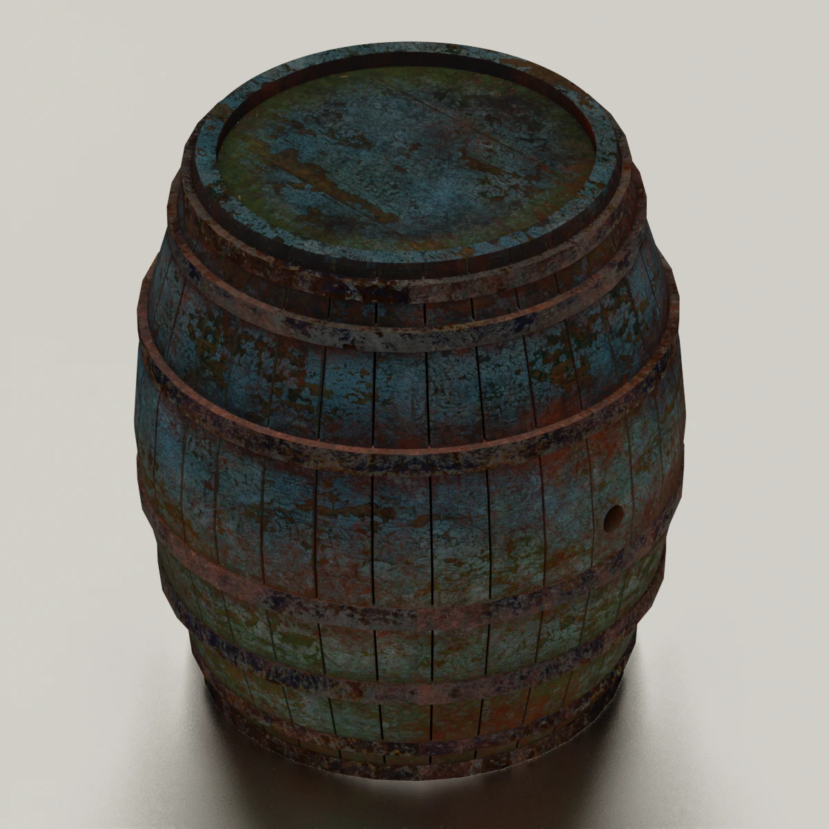 RUSTED BARREL LOW POLY GAMEREADY 3D Model .c4d .max .obj .3ds .fbx .stl .blend 