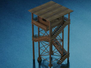 TOUR DE GARDE EN BOIS LOW POLY GAMEREADY Modèle 3D