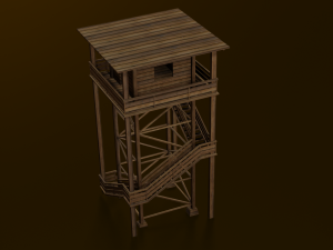 WOODEN WATCH TOWER LOW POLY GAMEREADY 3Dモデル