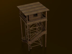 WOODEN WATCH TOWER LOW POLY GAMEREADY 3D Model