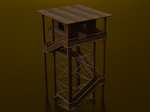 WOODEN WATCH TOWER LOW POLY GAMEREADY 3Dモデル