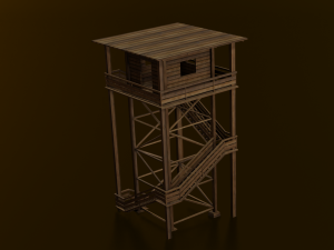 WOODEN WATCH TOWER LOW POLY GAMEREADY 3Dモデル