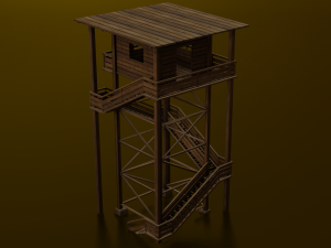 WOODEN WATCH TOWER LOW POLY GAMEREADY 3Dモデル