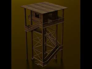 WOODEN WATCH TOWER LOW POLY GAMEREADY 3Dモデル