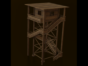 WOODEN WATCH TOWER LOW POLY GAMEREADY 3Dモデル