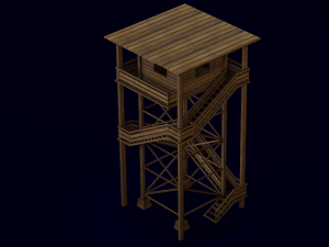 WOODEN WATCH TOWER LOW POLY GAMEREADY 3Dモデル