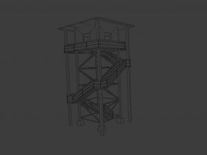 WOODEN WATCH TOWER LOW POLY GAMEREADY 3Dモデル