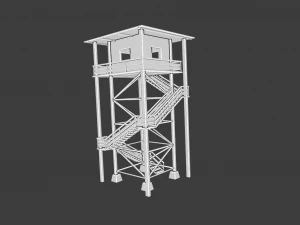 WOODEN WATCH TOWER LOW POLY GAMEREADY 3D Model