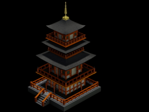 JAPANESE TEMPLE LOW POLY GAMEREADY Model 3D
