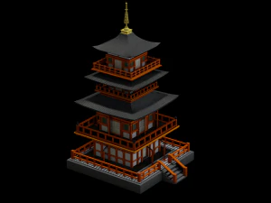 JAPANESE TEMPLE LOW POLY GAMEREADY 3D Model