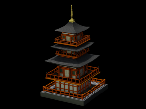 JAPANESE TEMPLE LOW POLY GAMEREADY Model 3D