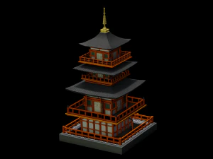 JAPANESE TEMPLE LOW POLY GAMEREADY 3D Model