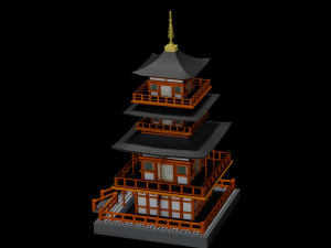 JAPANESE TEMPLE LOW POLY GAMEREADY Model 3D
