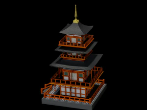 JAPANESE TEMPLE LOW POLY GAMEREADY 3D Model