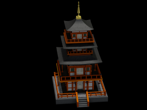 JAPANESE TEMPLE LOW POLY GAMEREADY Model 3D