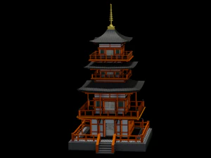 JAPANESE TEMPLE LOW POLY GAMEREADY 3D Model