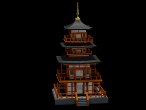 JAPANESE TEMPLE LOW POLY GAMEREADY Model 3D