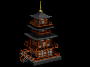 JAPANESE TEMPLE LOW POLY GAMEREADY 3D Model