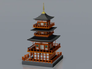 JAPANESE TEMPLE LOW POLY GAMEREADY 3D Model