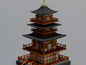 JAPANESE TEMPLE LOW POLY GAMEREADY 3D Model