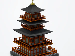 JAPANESE TEMPLE LOW POLY GAMEREADY 3D Model