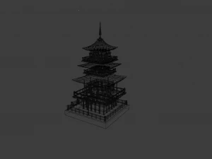 JAPANESE TEMPLE LOW POLY GAMEREADY 3D Model