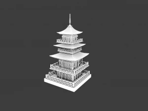 JAPANESE TEMPLE LOW POLY GAMEREADY 3D Model