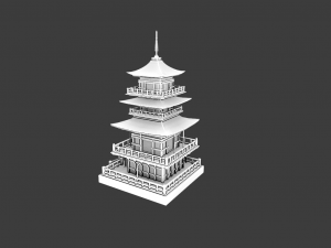 JAPANESE TEMPLE LOW POLY GAMEREADY Model 3D