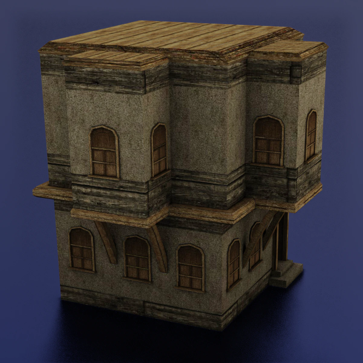 BUILDING LOW POLY GAMEREADY 3D Model .c4d .max .obj .3ds .fbx .stl .blend 