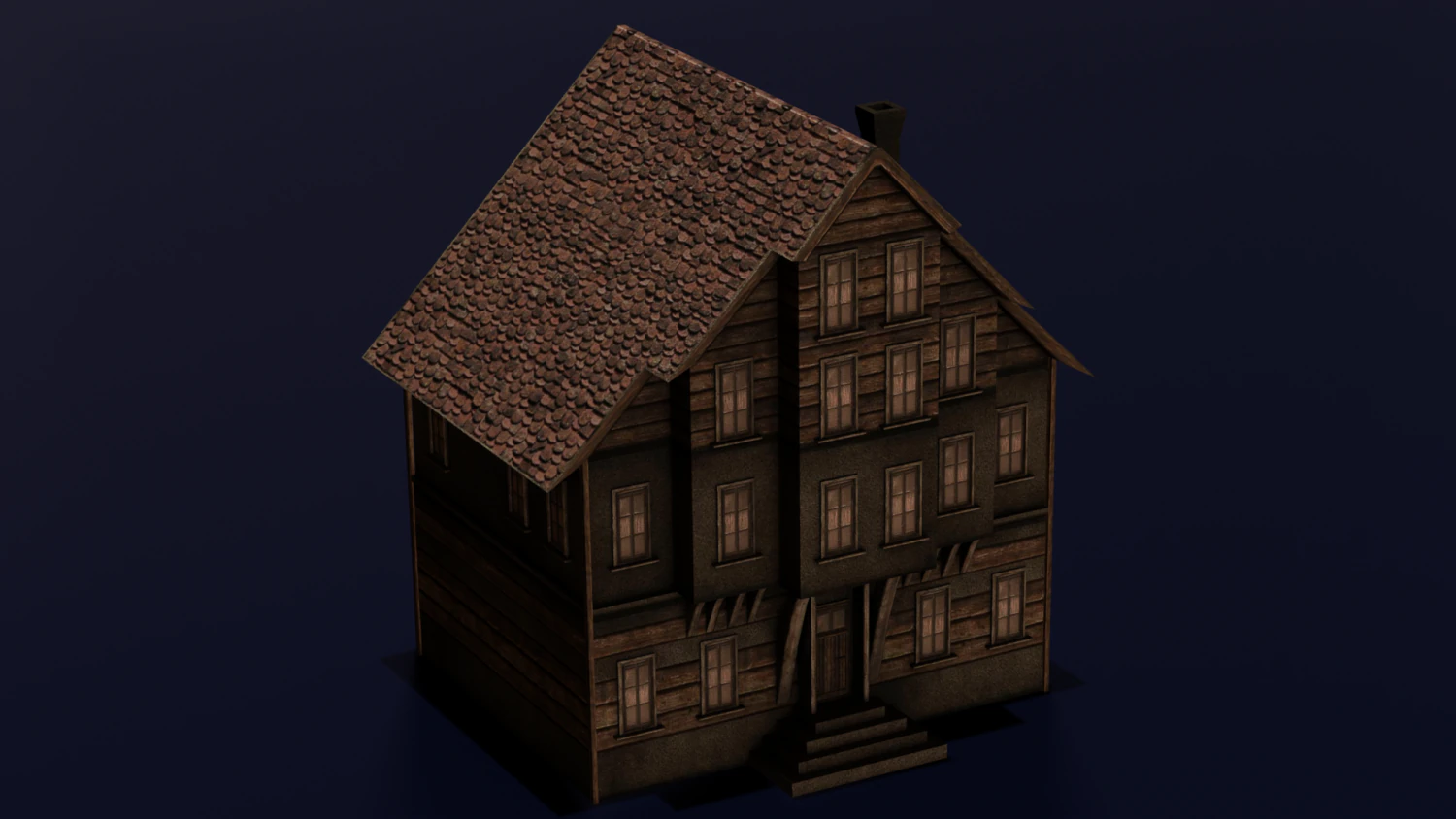 OLD BUILDING LOW POLY GAMEREADY 3D Model .c4d .max .obj .3ds .fbx .stl .blend 