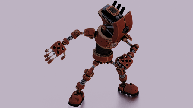 SCI FI ROBOT LOW POLY GAMEREADY 3D Model .c4d .max .obj .3ds .fbx .stl .blend 