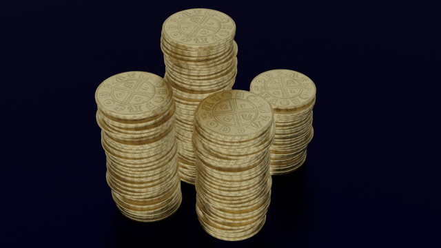 COINS GAME READY 3D MODEL Modelo 3D .c4d .max .obj .3ds .fbx .stl .blend 