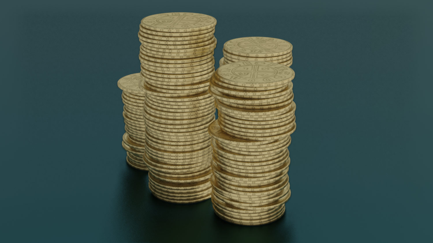 Gold Coins - 3D Model by WireCASE3D