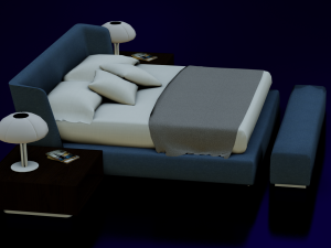 BED LOW POLY GAMEREADY Modelo 3D