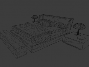 BED LOW POLY GAMEREADY Modelo 3D
